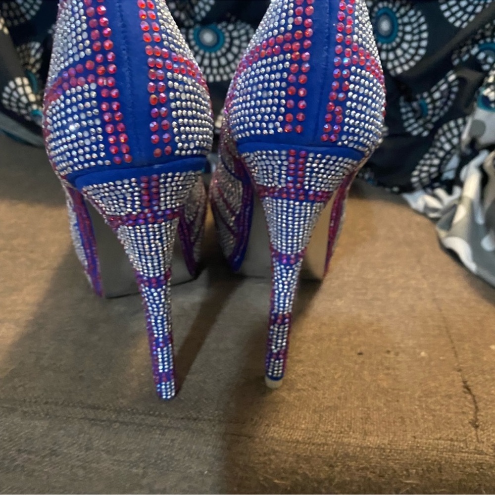 Alba Blue and Pink Rhinestone Heels - Picture 4 of 5